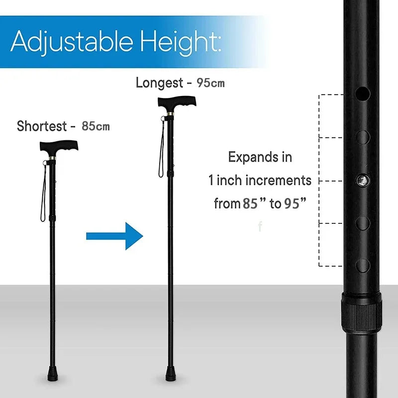 Multifunction Walking Stick Trekking Poles Telescopic Fold Crutches Hiking Stick Crutch Elderly Metal Stick Walking Cane Outdoor