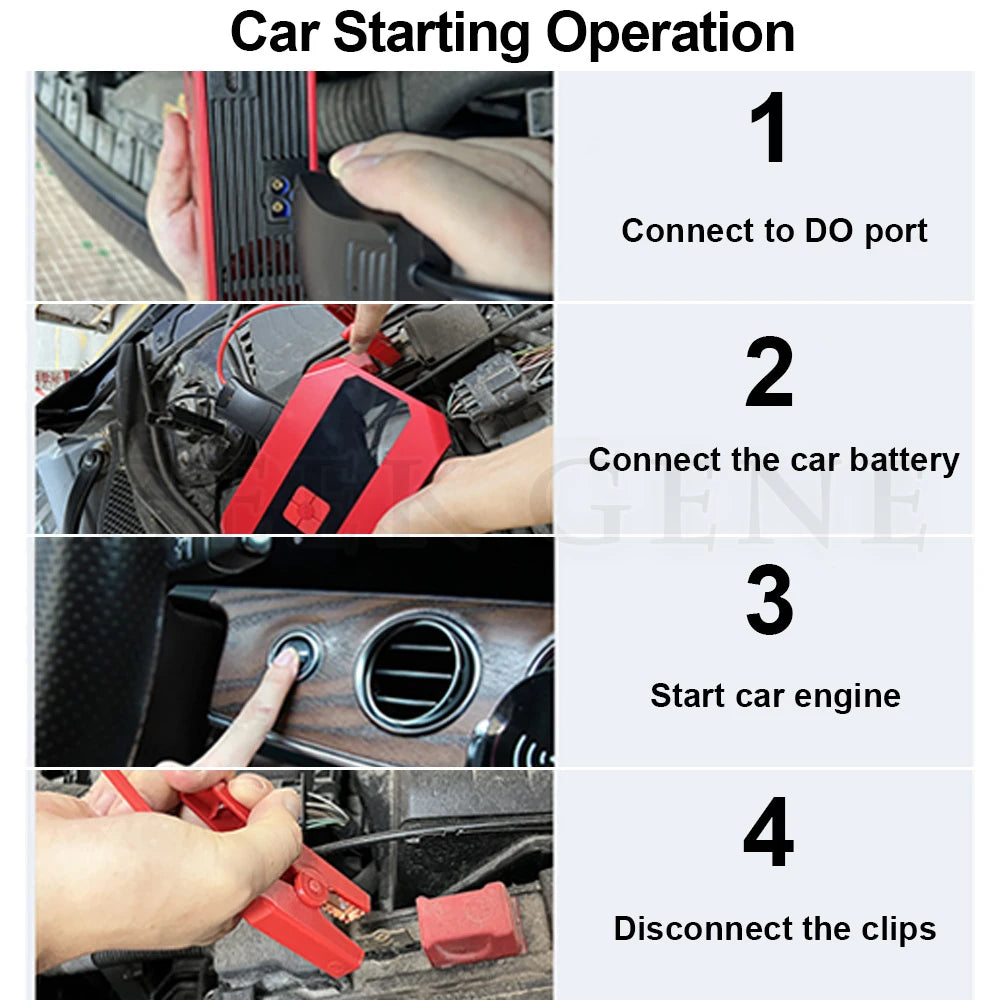 4 In 1 Car Jump Starter Power Bank Air Compressor Inflator Pump 1200A Portable Power Station Car Battery Charger Booster