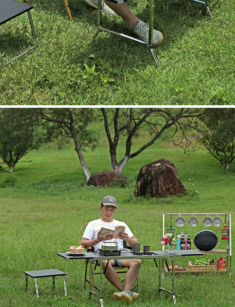 IGT Folding Table 304 Stainless Steel IGT Series Set Portable Outdoor Vacation Party Camping Picnic BBQ Table Set Wild Journey