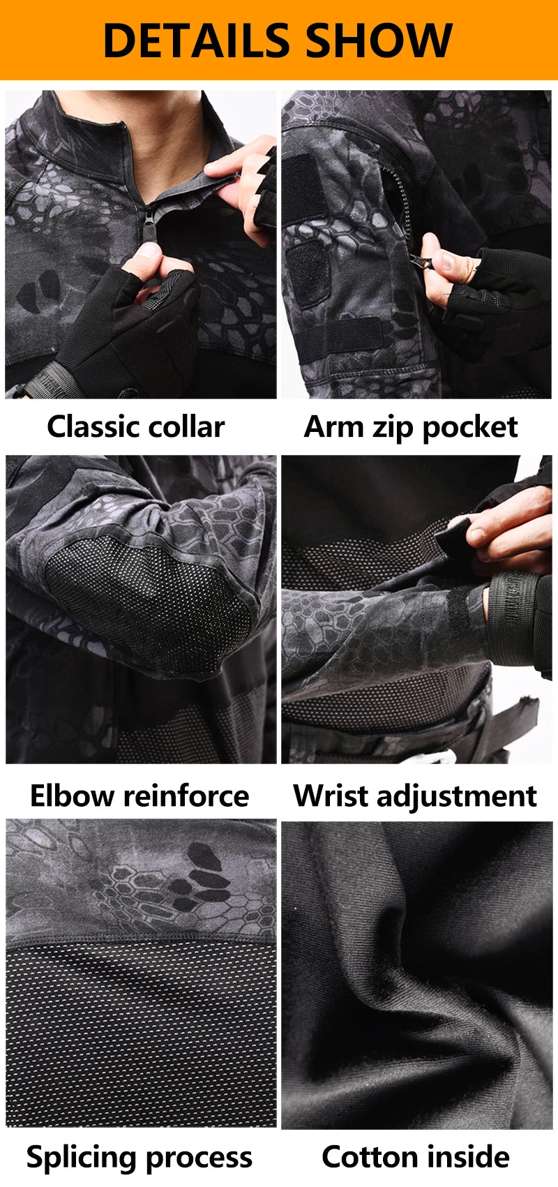 HAN WILD Tactical Shirt Men Clothing Elasticity Hunting Shirts Combat Shirt Camo Softair Climbing Shirt Hiking Camping Clothing