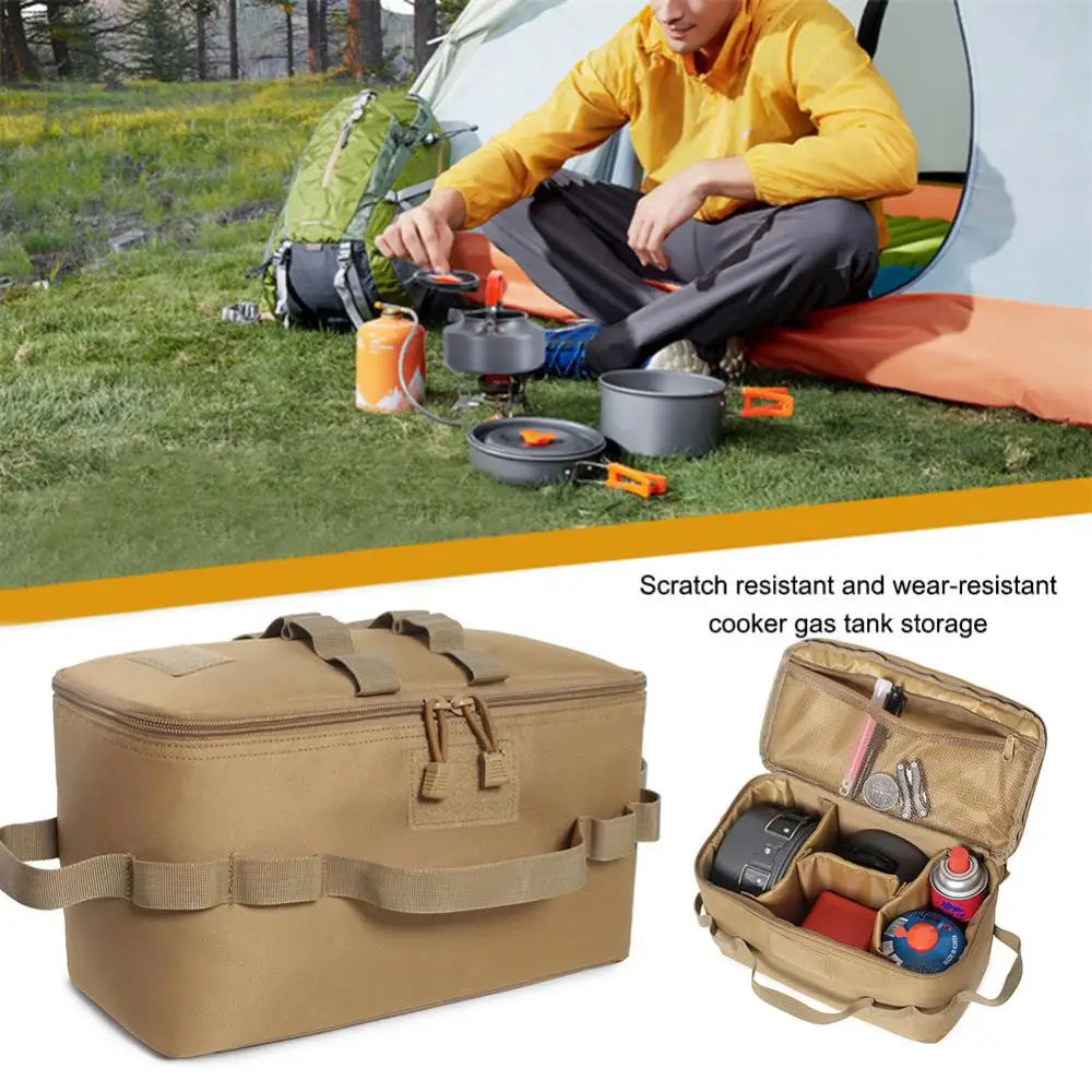 Camp MOLLE Pouch Outdoor Camping Storage Bag Basket Gas Stove Canister Pot Carry Bag Sack Picnic Bag Cookware Utensils Organizer