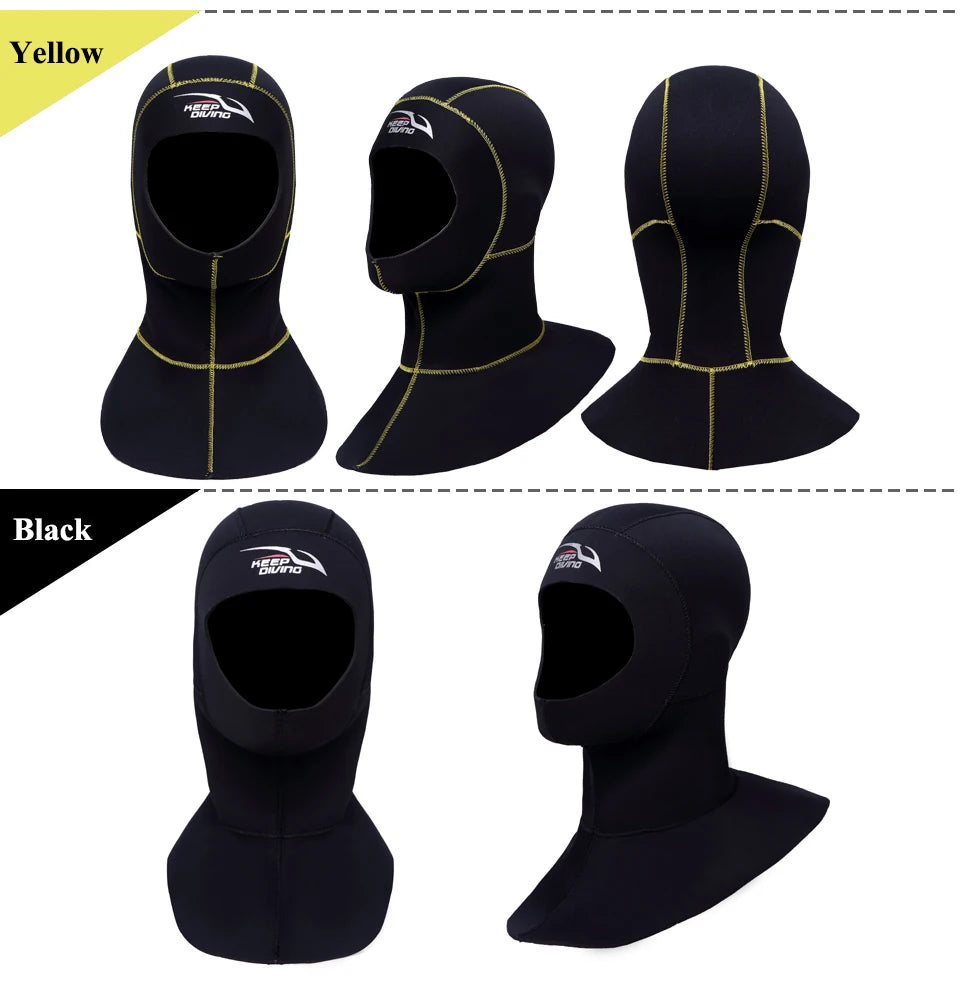 3mm Neoprene Scuba Diving Hood With Shoulder Snorkeling Equipment Hat Cap Winter Swim Warm Wetsuit Spearfishing