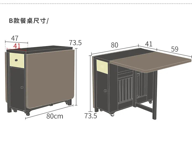 Folding dining table and chair combination Nordic dining table household small apartment modern simple solid wood multifunctiona