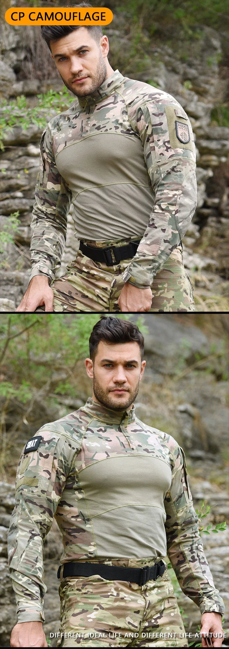 HAN WILD Tactical Combat Shirt Cotton Softair Climbing Shirts Men Clothing Airsoft Camouflage Long Sleeve Hiking Clothes Hunting