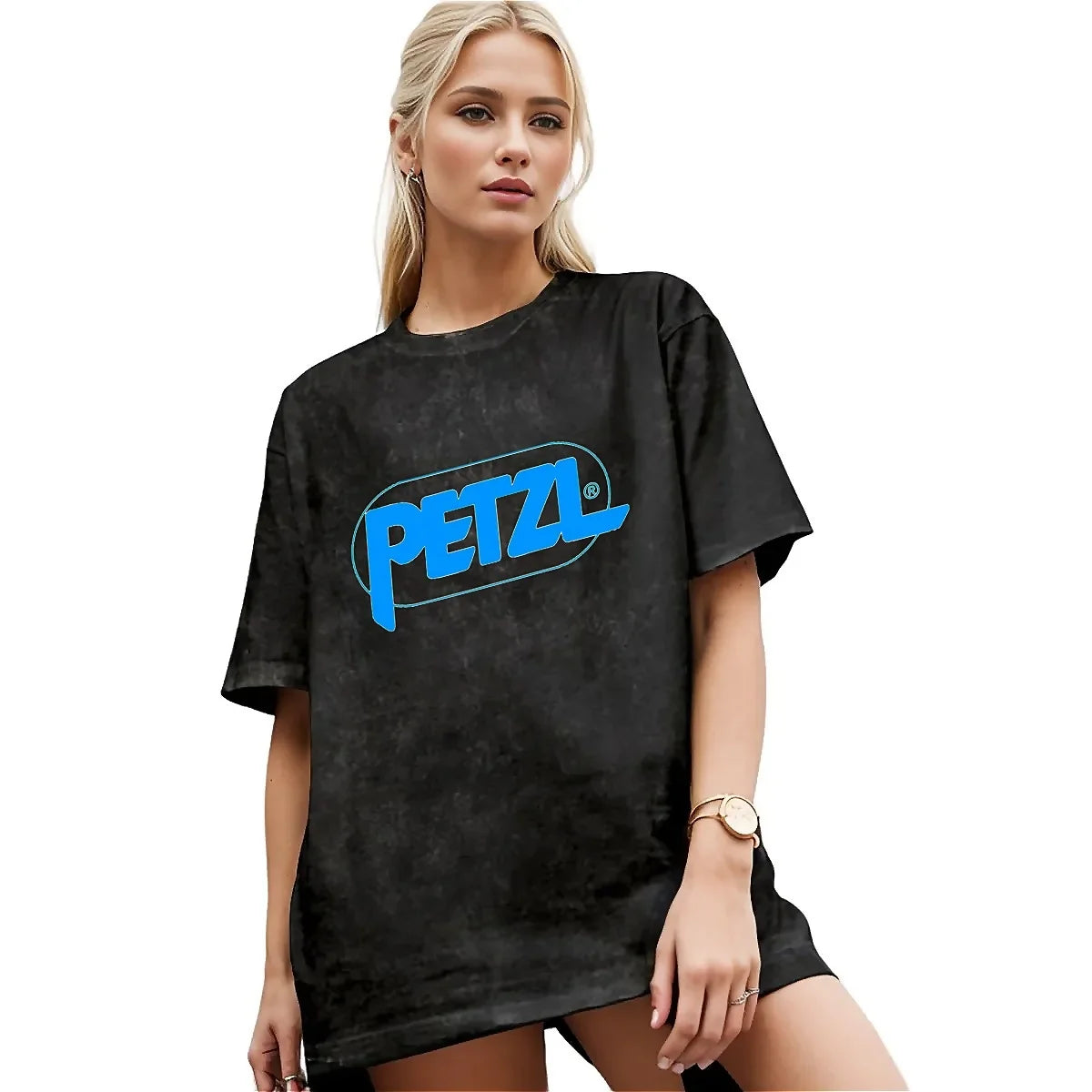 Blue P-PETZLED T Shirt Climbing Hiking Harajuku T Shirts Short Sleeves Streetwear Tops Summer Loose O-Neck Oversize Clothing