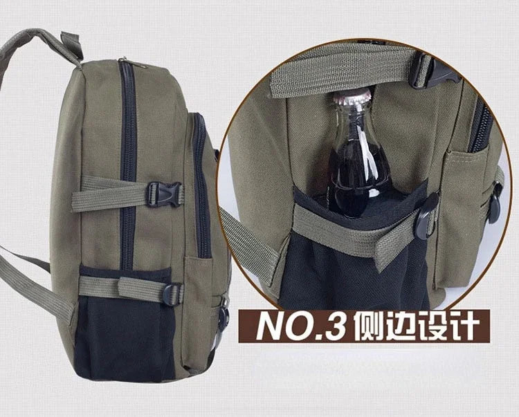 2023 Mountaineering Bag Backpack for Men Canvas Large Capacity High School Backpacks Outdoor Travel Camping Bag Computer Bag