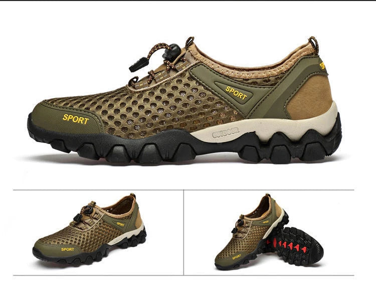 Men Sneakers Summer Wading Mesh Shoes Comfortable Slip on Outdoor Hiking Shoes Zapatos Hombre Casual Climbing Trekking Footwear