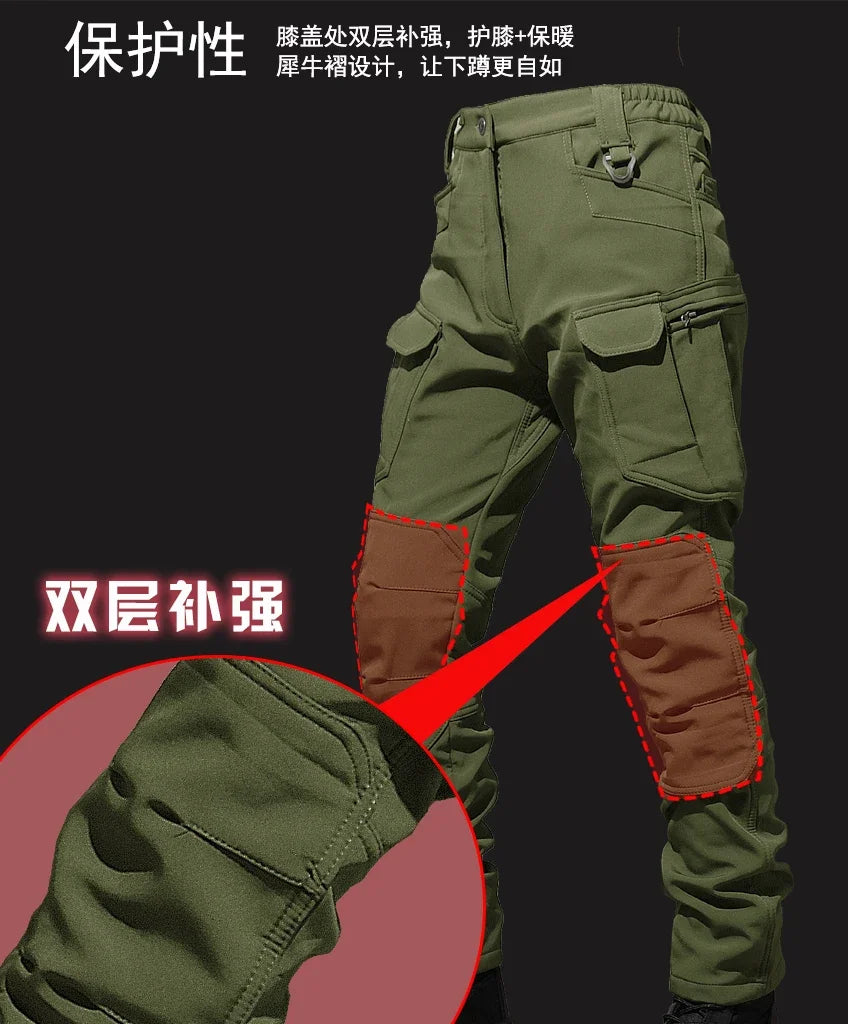 Tactical Winter Set Men's Military Outdoor Windproof Waterproof Suit Multi-Pocket Soft Shell Hooded Jackets Sharkskin Work Pants