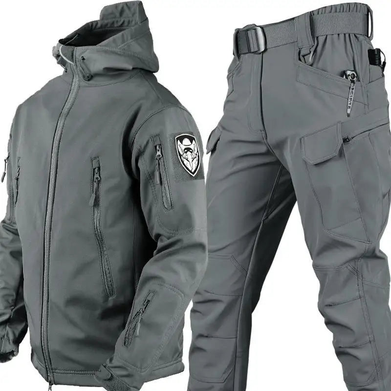 Outdoor Shark Skin Warmth Jackets Pants Set Men Tactical Camo Jacket Trousers Autumn Winter Thicken Soft Shell Clothes