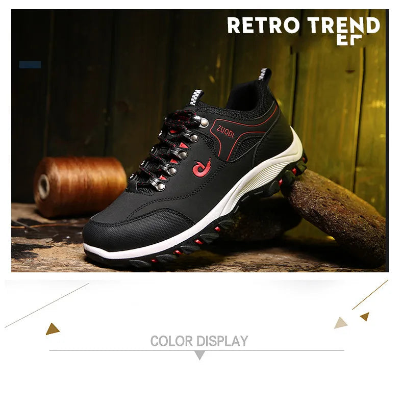 Casuals Men Shoes Summer Breathable Hiking Walking Sneakers Outdoor Ultralight Leather Slip-on Climbing Trekking Sneakers