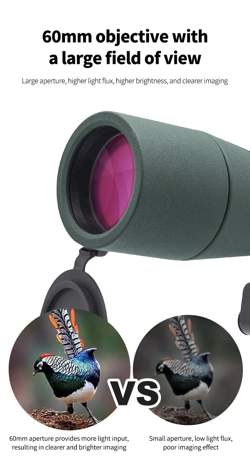 25-75x60 Zoom Spotting Scope ED Lens Powerful Monocular Bak4 Prism Telescope For Outdoor Camping Bird Watching Shooting