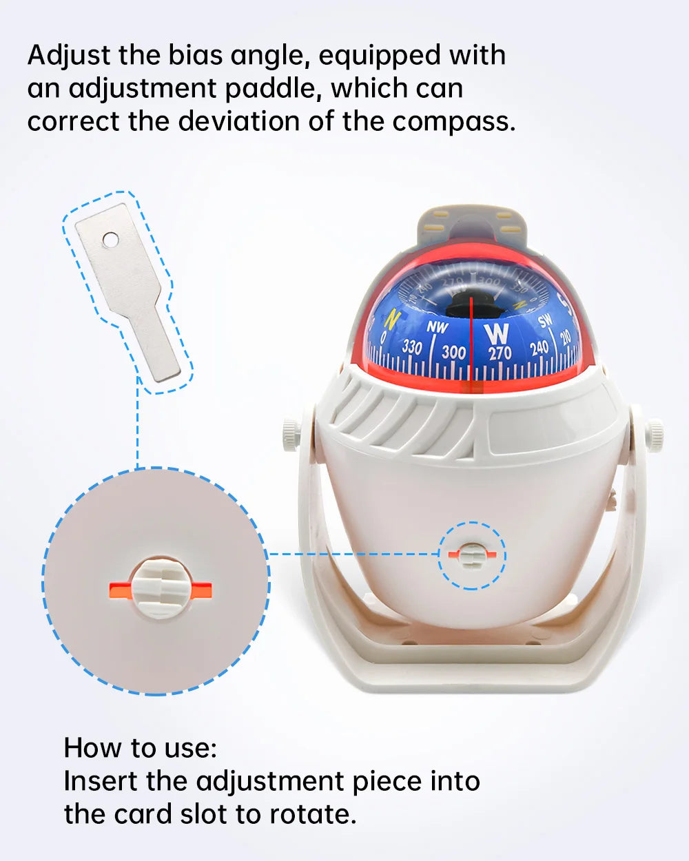 HD Sea Marine Pivoting Compass Electronic Navigation Compass Camping Gear LED Light Compass Guide Ball for Boat Vehicle Car