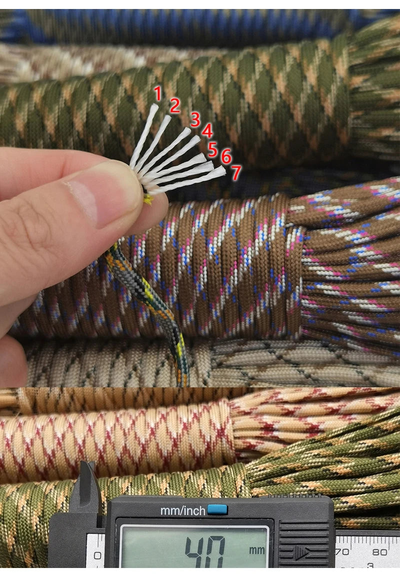 7 stand Cores Paracord Dia. 4mm for Survival Parachute Cord Lanyard Hiking Clothesline Kit Paracord Climbing Camping Tents Rope