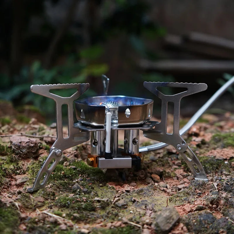 New Arrival Outdoor Portable Three Head Stove Camping Windproof Stove Camping Picnic Burner Outdoor Foldable Gas Stove