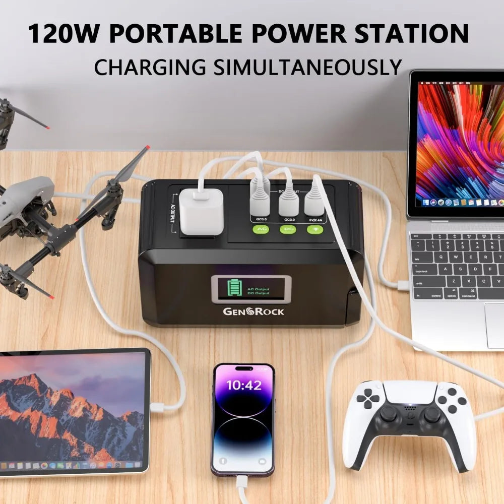 120W Portable Power Station, 88Wh Outdoor Solar Generator, Lithium Battery Power with 110V/120W(Peak 150W) AC Outlet