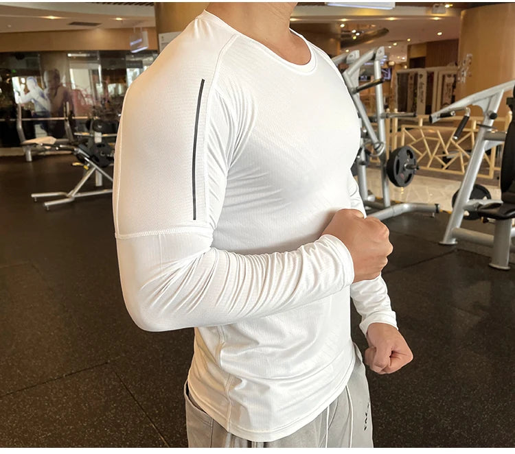 High Quality Running Shirt Tops Clothing Men Gym Sport Tshirt Quick Dry Compression Swearshirt Fitness Breathable Sportswear