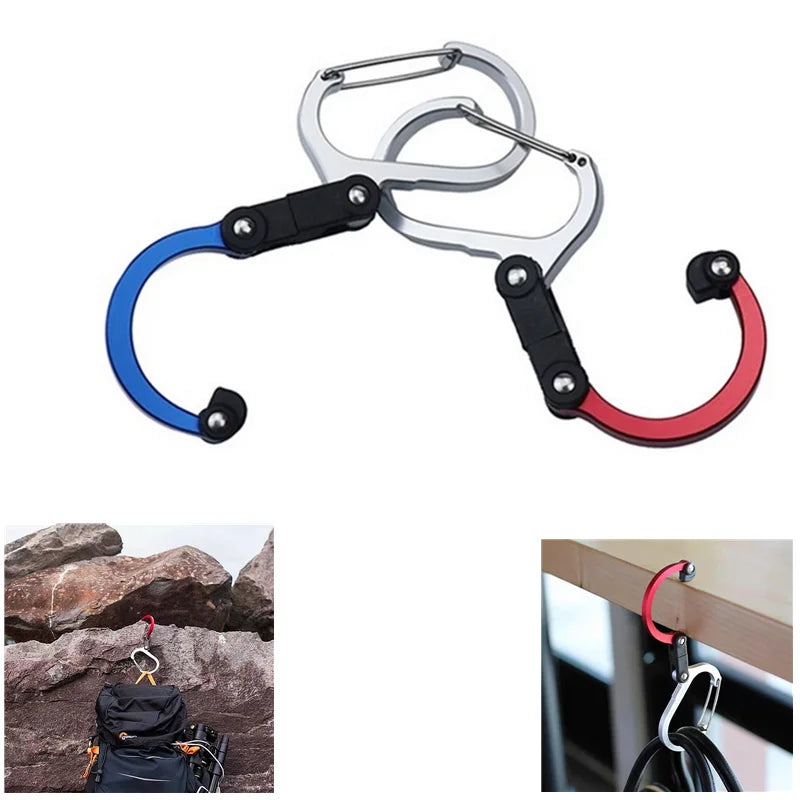 Carabiner Hybrid Gear Clip Carabiner Rotating Hook Strong Clips Camping Hiking Travel Backpack Mountain Climbing Outdoor Gadget