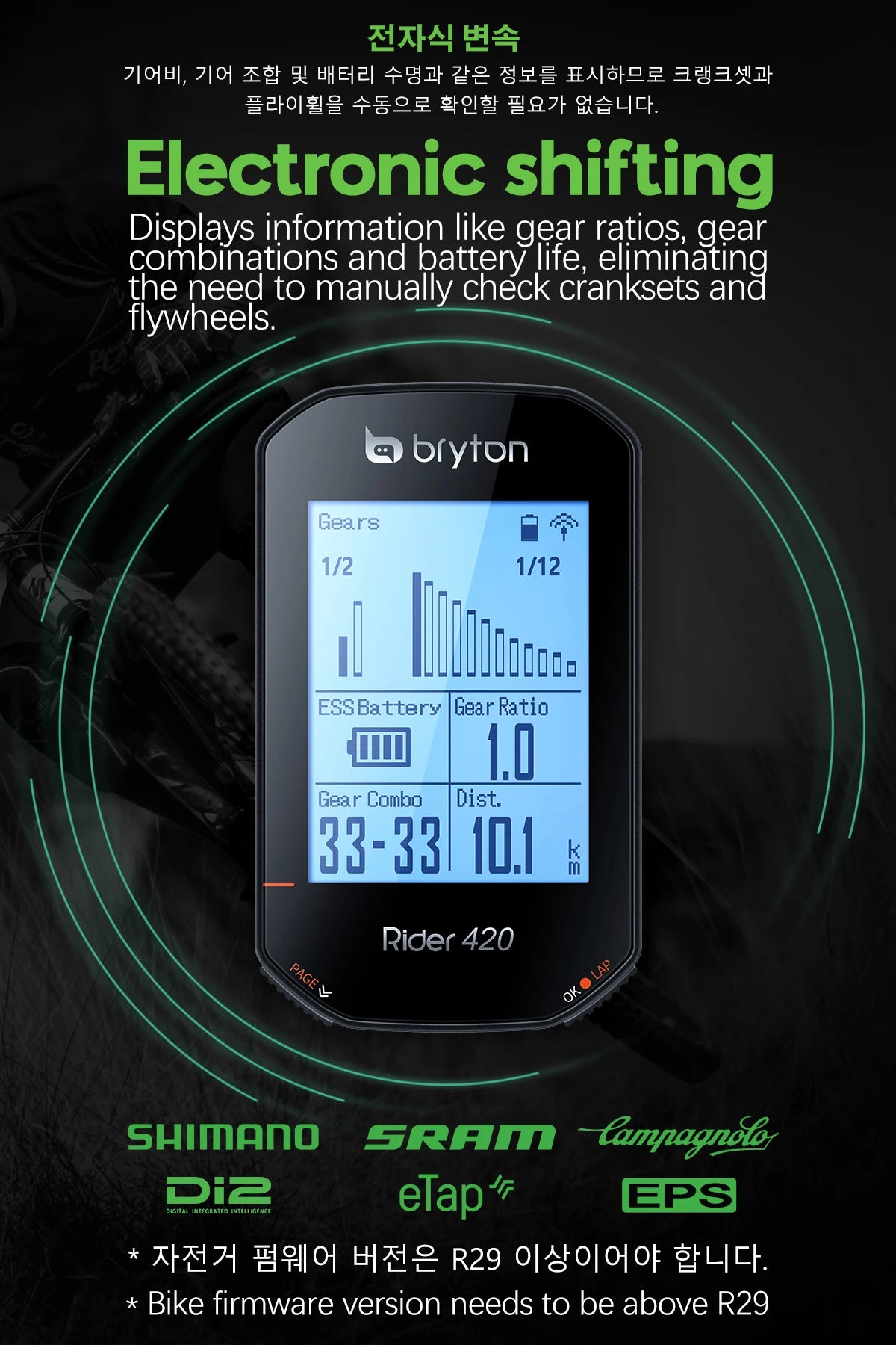 Bryton Rider420 Rider 420 420E 420T GPS Bike Computer Bicycle Korean Stopwatch Cycling Route Navigation Odometer Speedometer