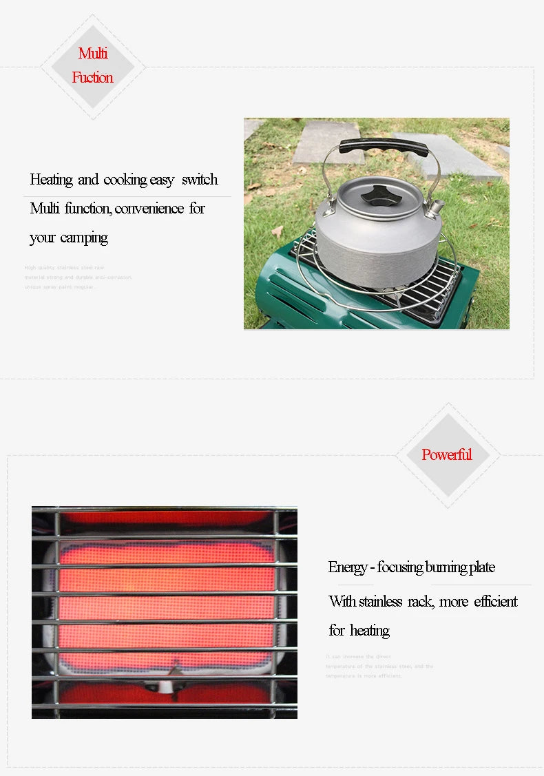 1.3kw New Outdoor  Cooker Gas Heater Travelling Camping Hiking Picnic Equipment Dual-Purpose Use  Stove Heater For  Fishing