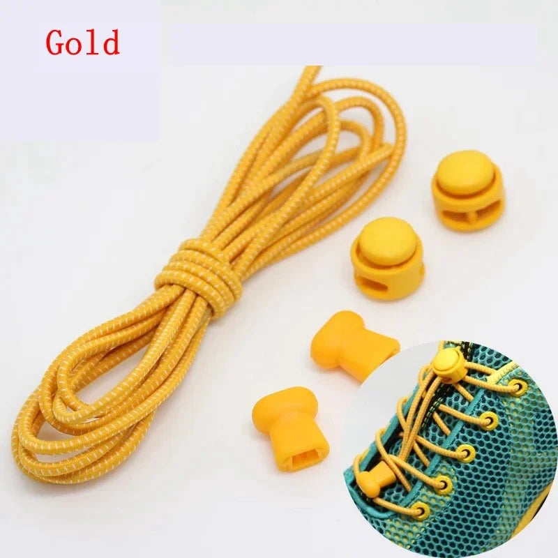 1 Pair 22 Colors Elastic Hiking Shoelaces Round Locking No Tie Shoe Laces Kids Adult Quick Lazy Laces Rubber Sneakers Shoelace