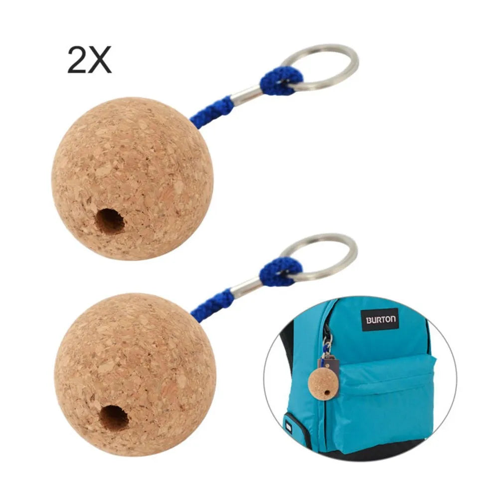 2Pcs Cork Ball Floating Keychain Round 50MM Plastic Fender Buoyancy Key Ring Suitable For Boat Sailing Kayaking Surfing Gift