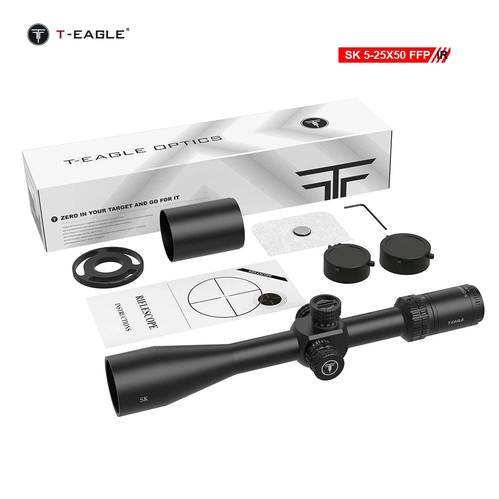 T-eagle SK5-25X50 FFP IR Tactical Riflescope Spotting Rifle Scope Hunting Optical Collimator Airsoft Airgun Sight Etched Glass