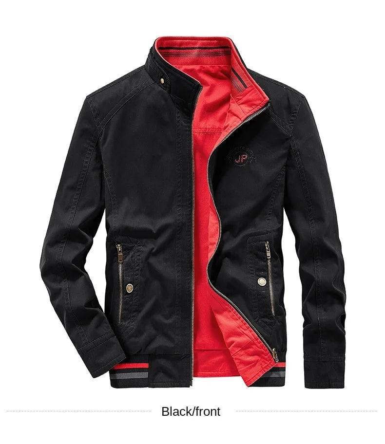 Men's Bomber Jackets Business Casual Coat Loose Large Size Clothing Sport Stand Collar Double Sided Jackets Jackets Tactical