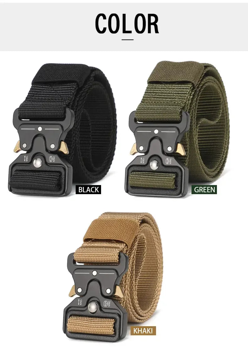 Men's new tactical high weight and wear-resistant alloy buckle nylon waist belt outdoor belt work clothes canvas elastic belt