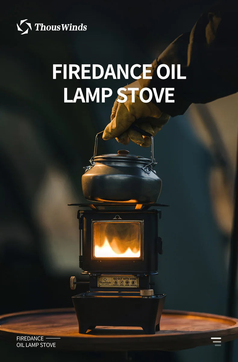 Thous Winds Firedance Oil Lamp Stove Portable Outdoor Camping Lantern Emotion Retro Lights for Picnic Backpack Camping Supplies