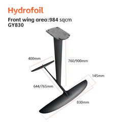 GY830 984 sq cm factory sells front wing 90cm carbon mast surf foil for beginners outdoor water sports kite surfing hydrofoil