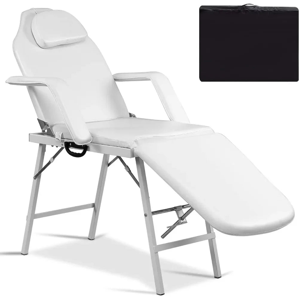 Adjustable Massage Facial Table Bed, 73 Inch Massage Tattoo Chair for Beauty Spa, Portable Folding Spa Bed Table W/Carry Case