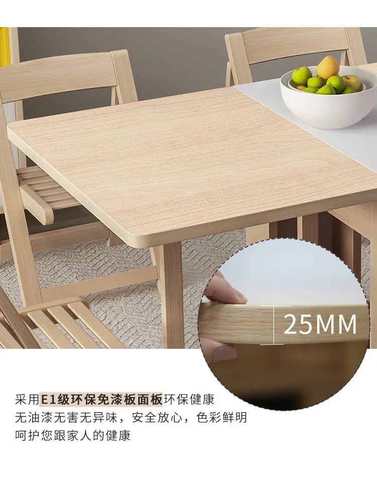 Folding dining table and chair combination Nordic dining table household small apartment modern simple solid wood multifunctiona