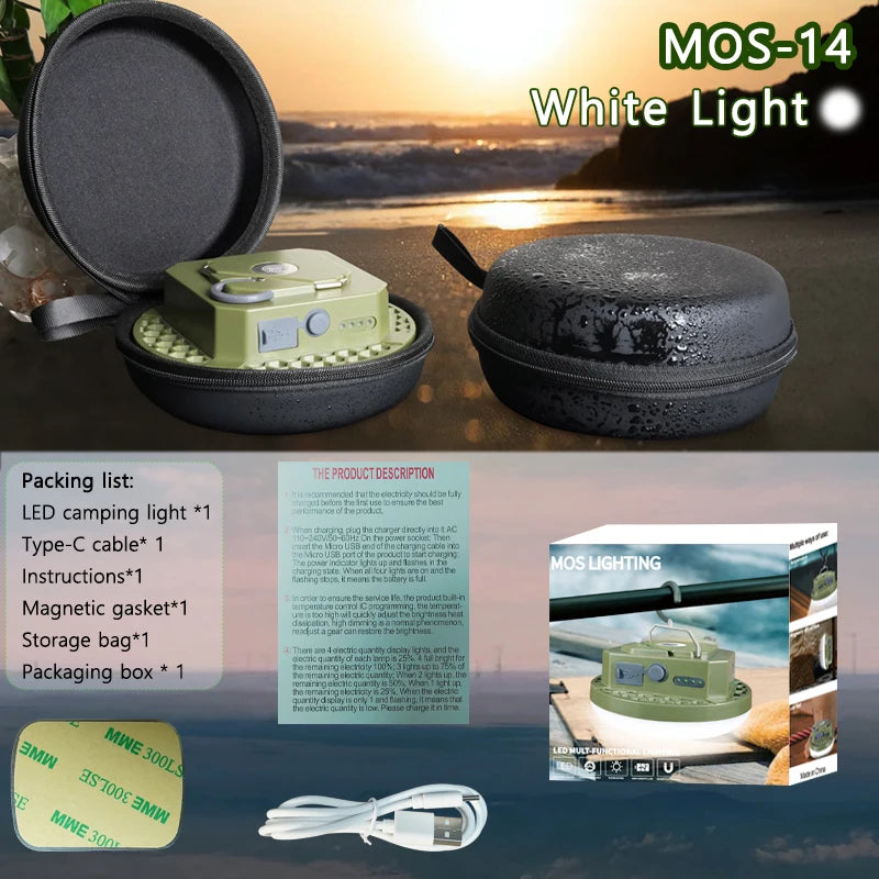 MOSLIGHTING Camping Light Rechargeable Portable Suspension Magnetic Suction Ultra Bright LED Tent Light Fishing Lights Outdoors