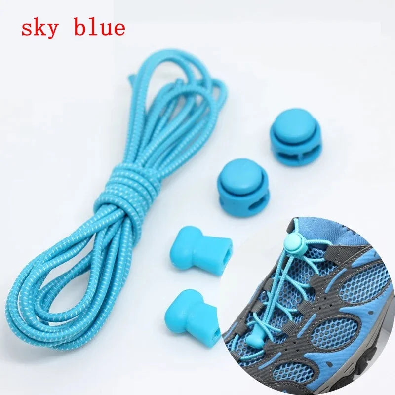 1 Pair 22 Colors Elastic Hiking Shoelaces Round Locking No Tie Shoe Laces Kids Adult Quick Lazy Laces Rubber Sneakers Shoelace