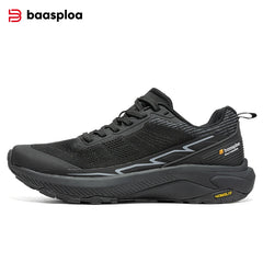 Baasploa Men Hiking Shoes Comfort Wear Resistant Outdoor Shoes Men Breathable Mesh Casual Sneakers Climbing Non-Slip Lace Up