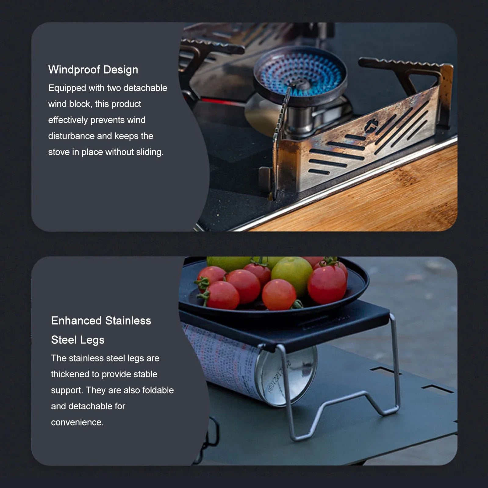 Outdoor Camping IGT Windproof Table Unit Board Picnic Gas Stove Support Plate High Temperatures Thickened Legs Folding