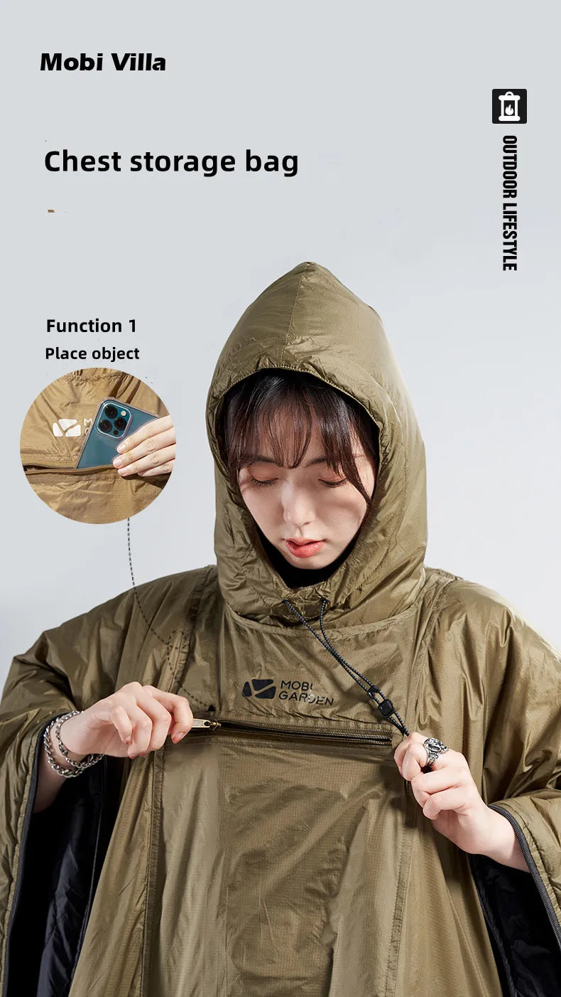 Mobi Garden Camping Wearable Cape Outdoor Camping Cotton Sleeping Bag Adult Warm Portable Quilt Nature Hike Camping Equipment