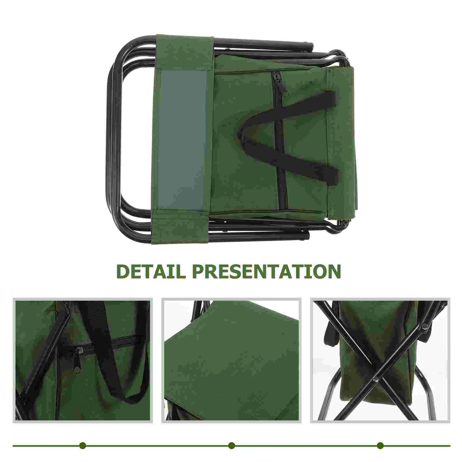 Outdoor Folding Chair Storage Bag Stool Matza Backrest Green Foldable Chairs for outside Small Camping Table Metal Tiny