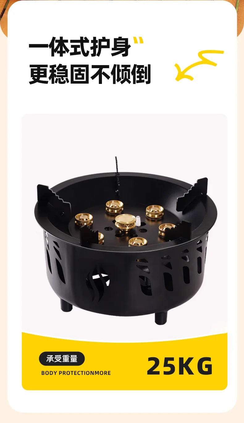 20000W Camping Stove 7-Core Strong Fire Power Portable Tourist Gas Burner Windproof Electronic ignition Outdoor Stoves BBQ