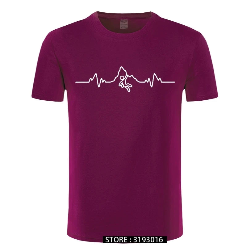 Eat Sleep Climb Print Funny Brand Clothing Born To Climb Evolution CLIMBINGER HEARTBEAT PULSE T-shirt