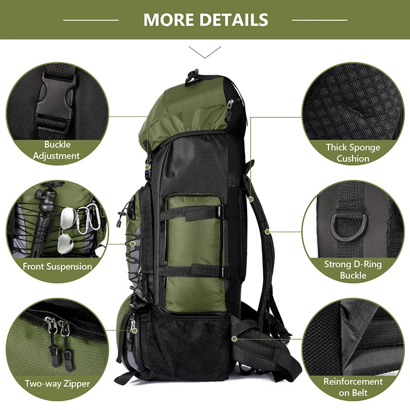 90L Travel Bag Camping Backpack Hiking Climbing Bags Mountaineering Large Capacity Sport Bag Outdoor Men Luggage Rucksack Molle