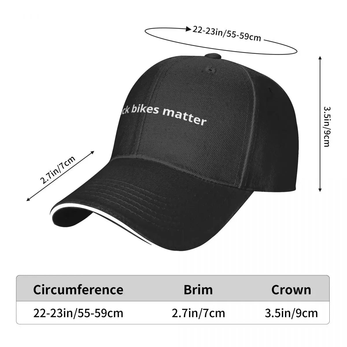 Black Bikes Matter Quotes Cool Helmet Bike Quotes Baseball Cap Christmas Hat Mountaineering funny hat Women Caps Men's