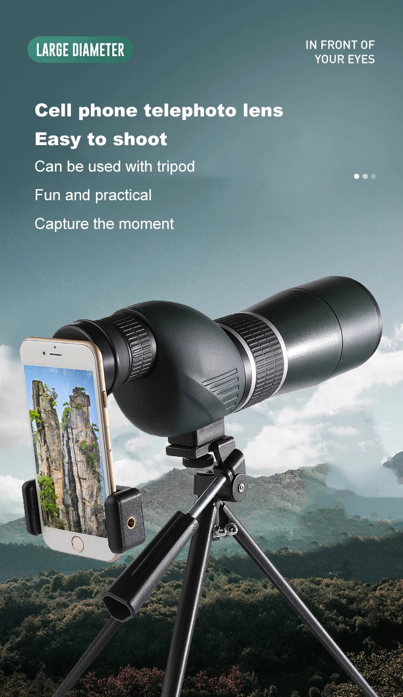 20-60X60 Spotting Scope Zoom Monocular Powerful Telescope Bak4 Prism Waterproof Anti-Fog For Camping Bird Watching Landscape