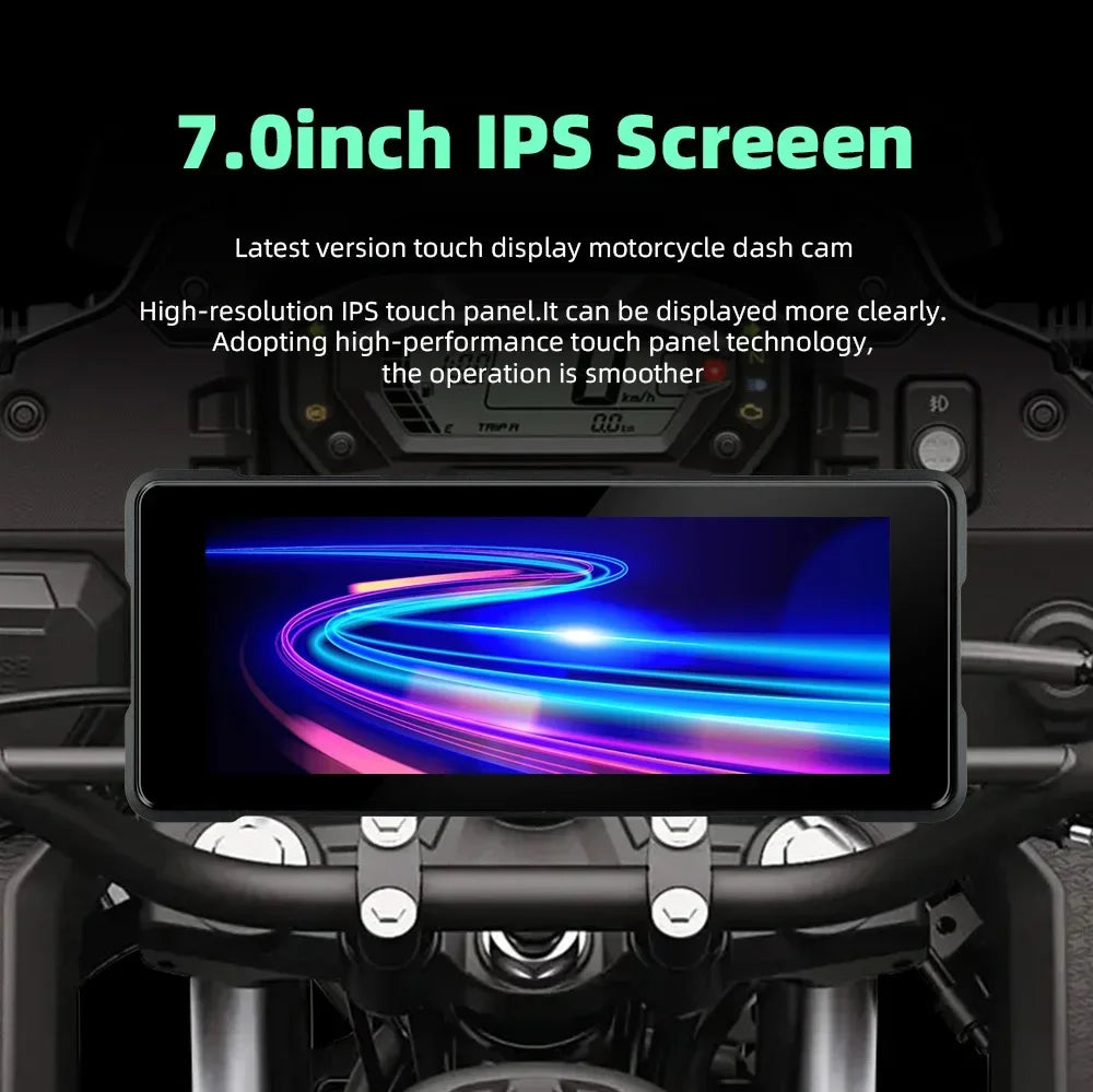 7 Inch Motorcycle Portable Navigation GPS Wireless Apple Carplay Android Auto IPX7 Waterproof Motorcycle BT Touch Screen Display