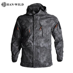 HAN WILD M65 Jacket Combat Clothing Tactical Windbreaker Hood Hiking Ourdoor Sports Hunting Rip-stop Camouflage Climbing Jacket