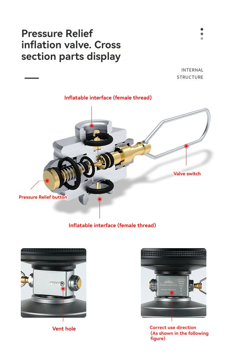 CAMPINGMOON Z15 Outdoor Camping Gas Tank Multi Adapter Pressure Relief Valve Refilling Gas Tank Charging Adapter