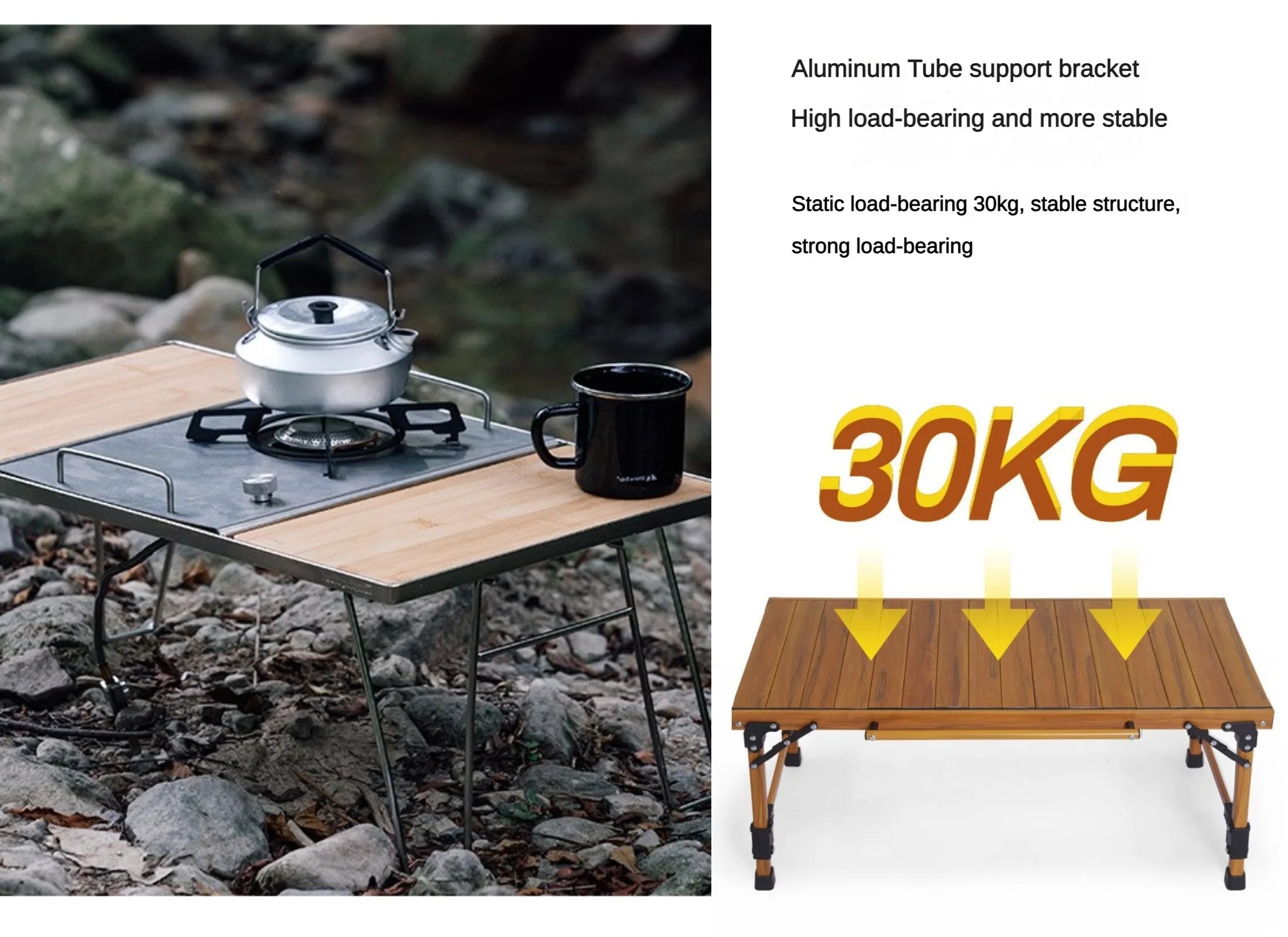 Outdoor foldable portable IGT combination table camping table gas stove aluminum alloy Chicken rolls table picnic gas stove