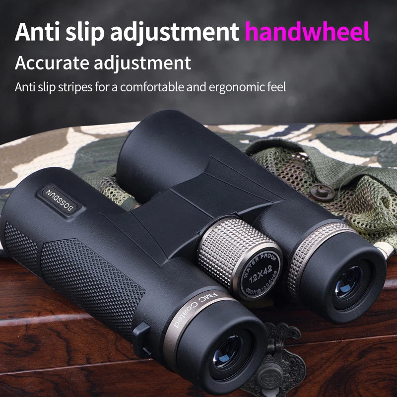 12x42 Professional Binoculars ED Lens BAK4 Prism Waterproof  Metal Telescope Outdoor Bird watching Camping Traveling hunting