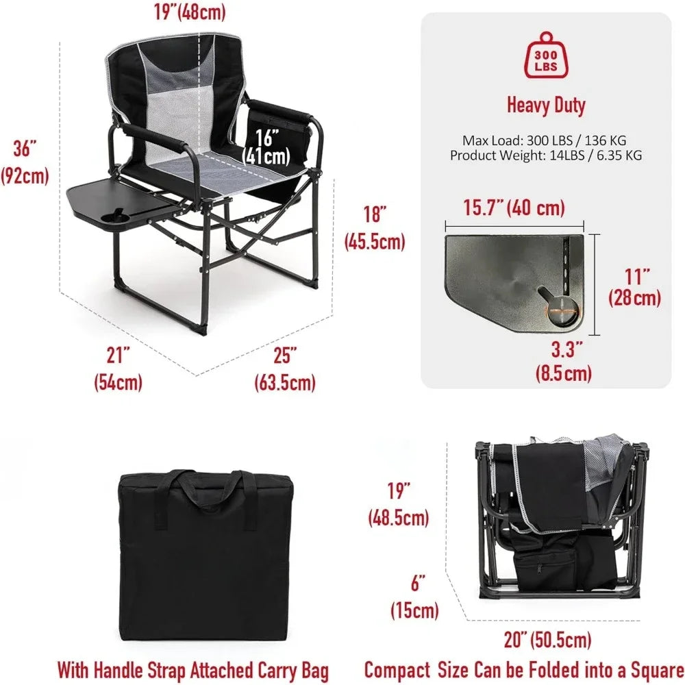 Travel chair beach with side table portable folding chair camping lawn chair outdoor travel fishing foldable furniture