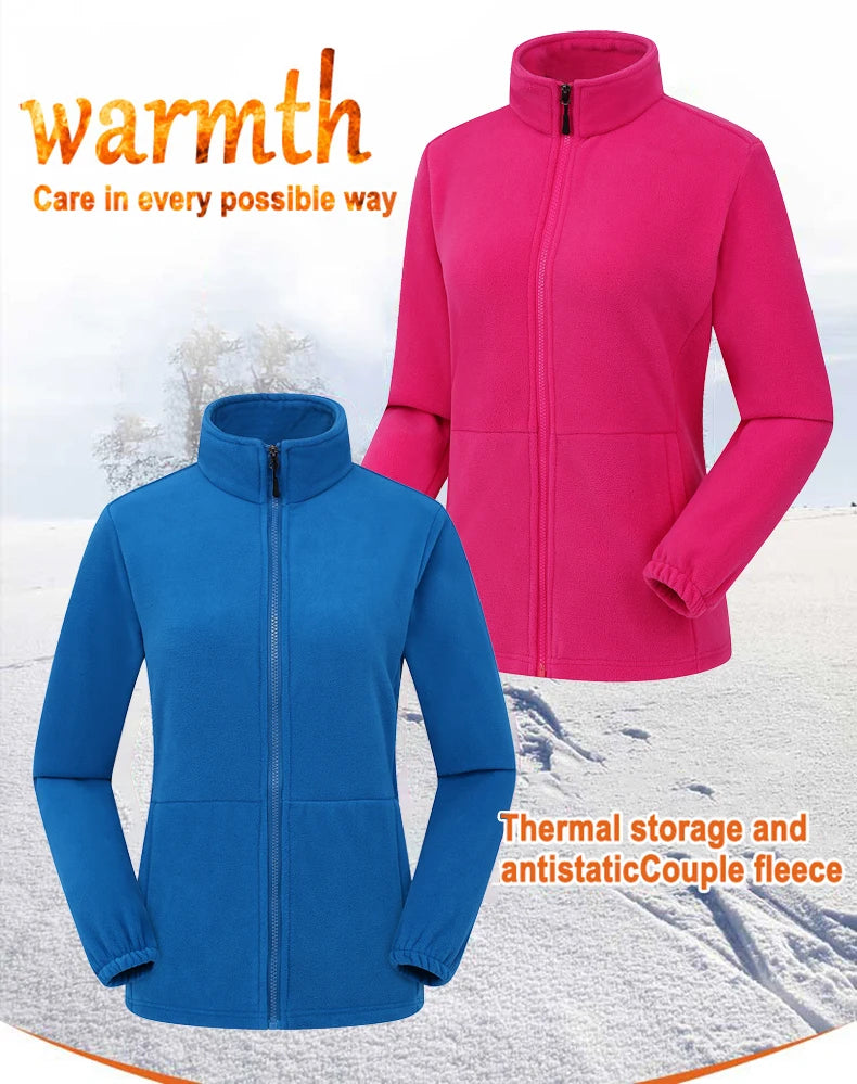 JNLN Winter Polar Fleece Jackets Women Windproof Thermal Soft Shell Jacket Outdoor Hiking Camping Skiing Climbing Warm Coat